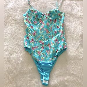Zara corset style floral thong bodysuit